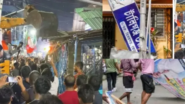 पश्चिम बंगाल में चुनाव के बाद हुई हिंसा,TMCऑफिस पर चला बुलडोज़र