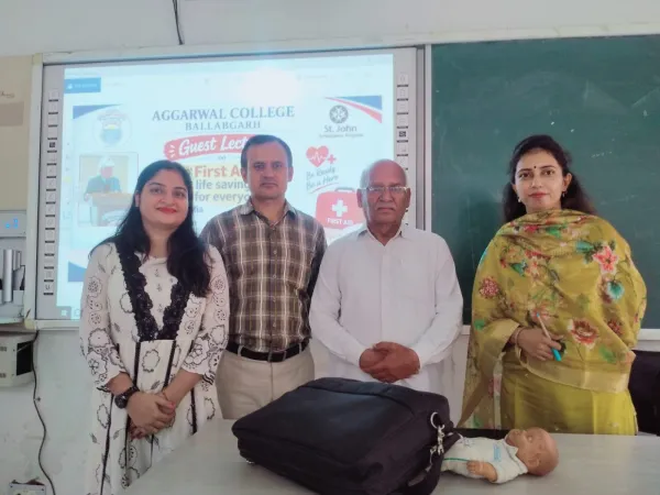 Faridabad News : अग्रवाल कॉलेज में विश्व प्राथमिक चिकित्सा दिवस पर विशेष व्याख्यान का आयोजन
