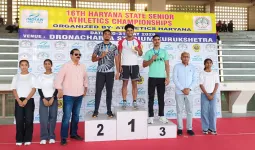 Faridabad News : हरियाणा राज्य एथलेटिक्स चैंपियनशिप में खिलाड़ी दम दिखाकर जीत रहे पदक