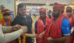 New Delhi/Palwal : जापान एशियन गेम्स में हरियाणा के खिलाड़ियों का शानदार प्रदर्शन, खेल मंत्री गौरव गौतम ने IGI एयरपोर्ट पर किया जोरदार स्वागत