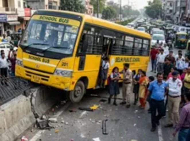 Gurugram News: ड्राइवर ने डिवाइडर पर चढ़ा दी बस, हादसा टला