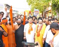 भगवान परशुराम जन्मोत्सव पर पलवल शहर में निकाली गई शोभायात्रा