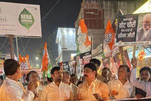 विधायक चौधरी इसराईल के नेतृत्व में पलवल कांग्रेस का “वोट चोरी” के खिलाफ कैंडल मार्च