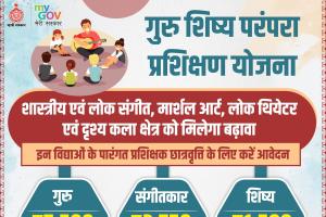गुरु शिष्य परंपरा प्रशिक्षण योजना के तहत आवेदन मांगे  - गुरु, संगीतकार व शिष्यों को प्रतिमाह मिलेगी 7500, 3750 और 1500 रुपए छात्रवृति 